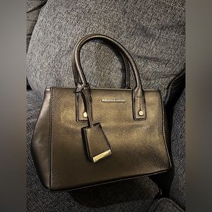 New York & Company Black Purse Top Handle With Silver Hardware